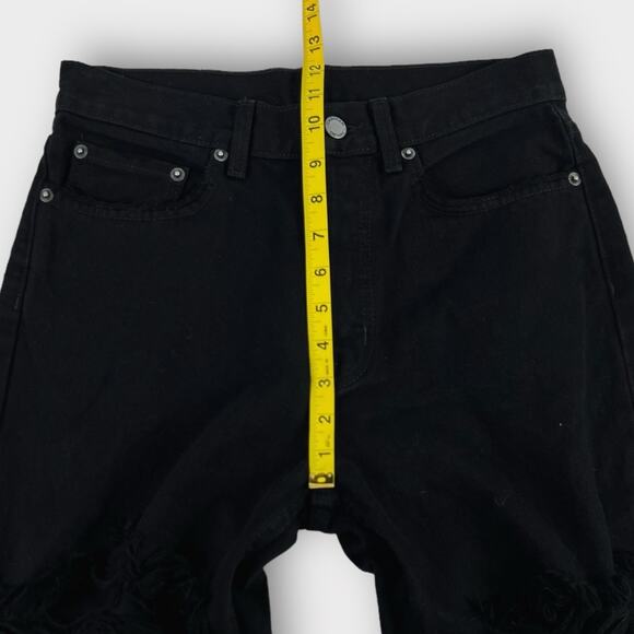 Carmar Emelia High Rise Straight Leg Raw Hem Distressed Black Jeans Size 27 - Picture 6 of 8